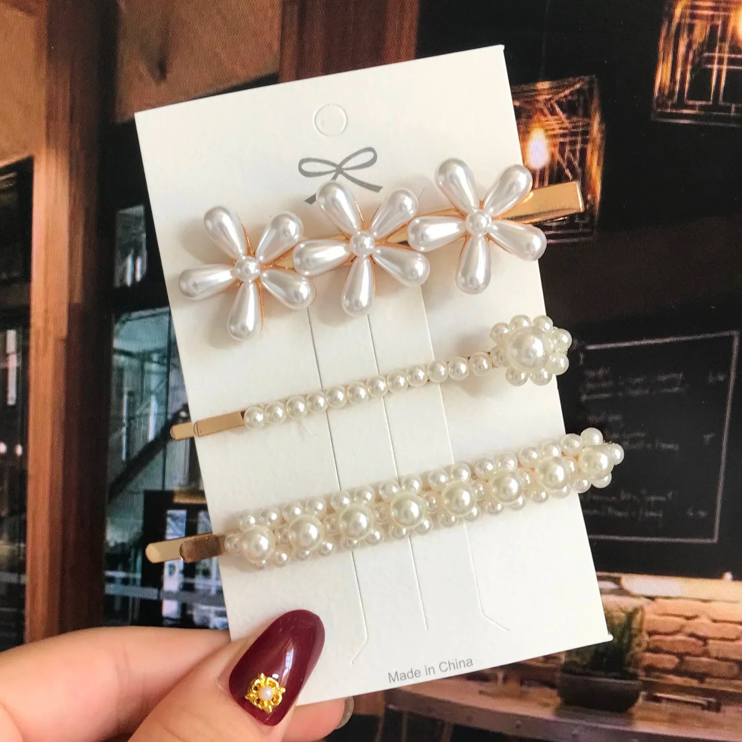 1 Set Flower Pearl Hair Clips For Women Fashion Acrylic Hairpins Hairgrips New Girl Hair Accessories Geometric Barrettes Jewelry