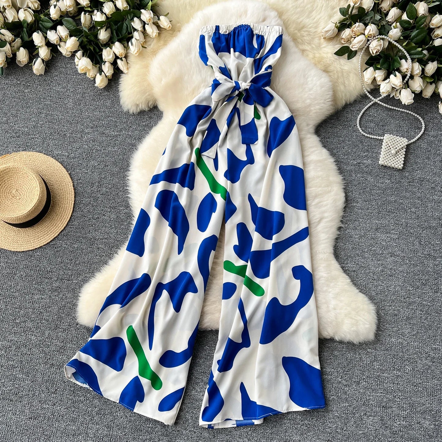 Women's Jumpsuit Elegant Sexy Suspender Printed Jumpsuits Casual Hip Waist Overalls Romper For Women Spring Summer 2024