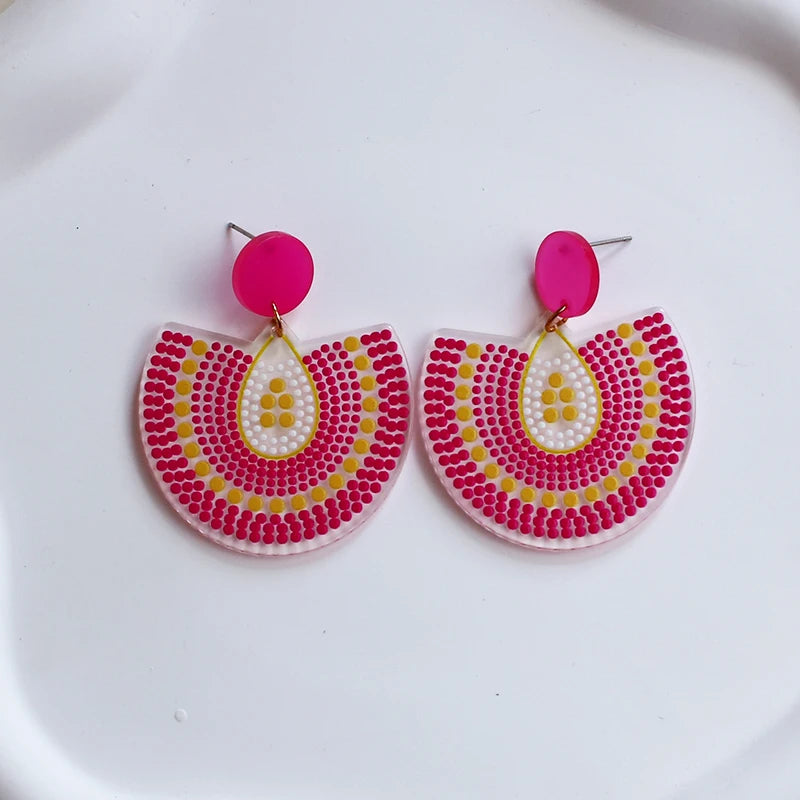 2024 New Spring Colorful Flower Earrings For Women Aesthetic Cactus Plant Acrylic Drop Dangle Earrings Designer Jewelry