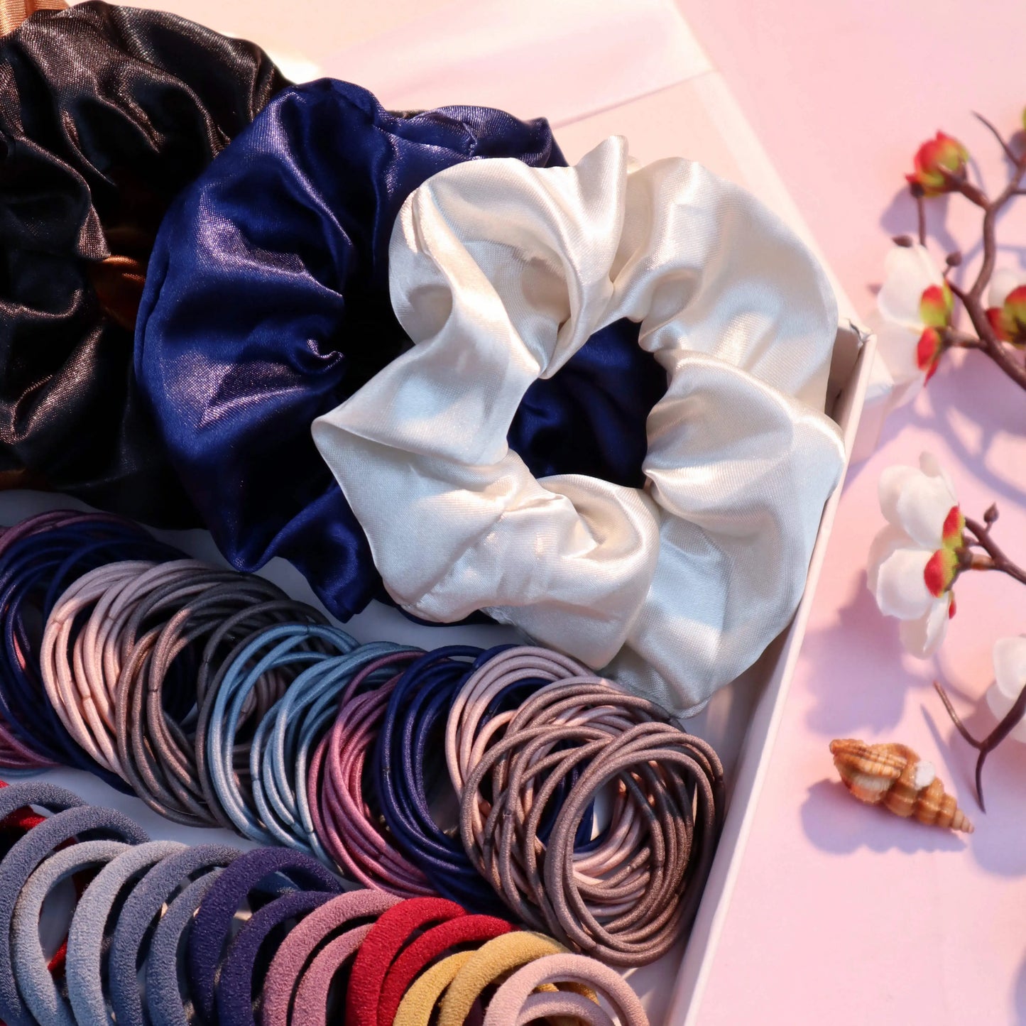 1085PCS Dark Hair Accessories for Woman Set Seamless Ponytail Holders Variety Hair Scrunchies HairBands Scrunchy Hair Ties
