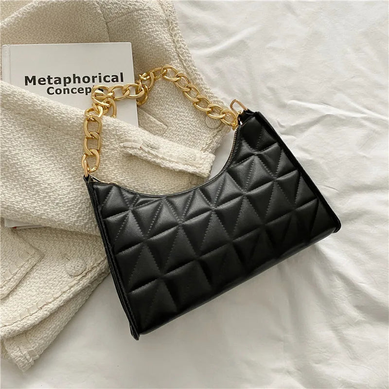 Women'S Shoulder Bag New Solid Color Trend Underarm Bag Chain Handbag Female Fashion Texture Shopping Bag