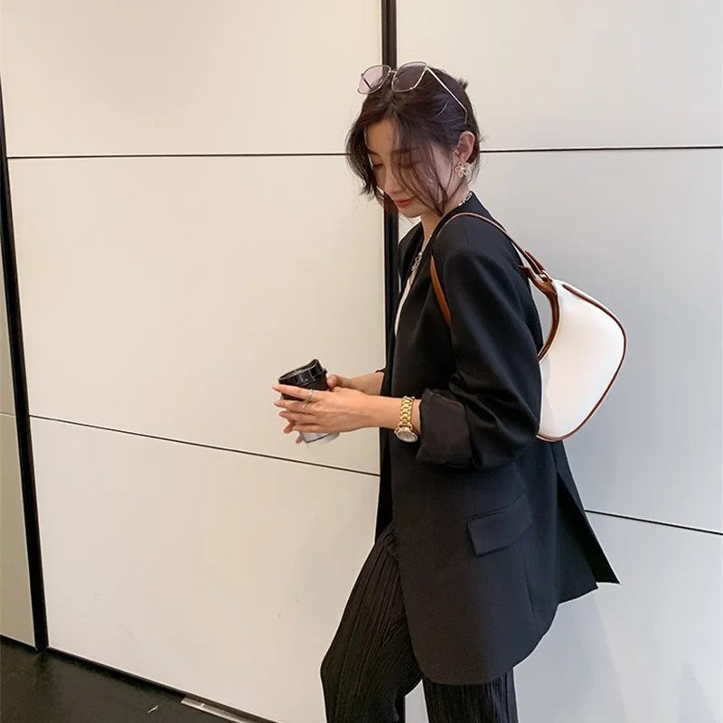 Women's Clutch Handbags Fashion Solid Color PU Leather Underarm Shoulder Bag Female Bag