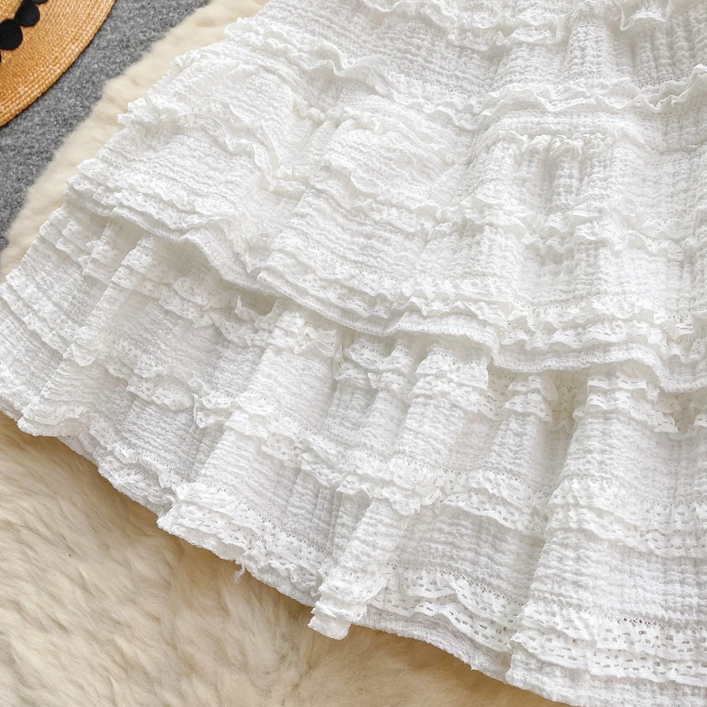 2024 Sweet Ruched Two Pieces Sets V Neck Strap Crop Tops+Short Pleated Skirt Women Korean Style Chic Summer Beachwear Suits