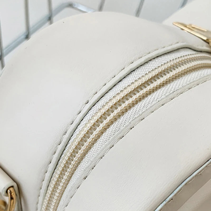 Fashion Heart Shaped Candy Color Small Shoulde Sling Bag For Girl PU Leather Zipper Women Casual Crossbody Bag