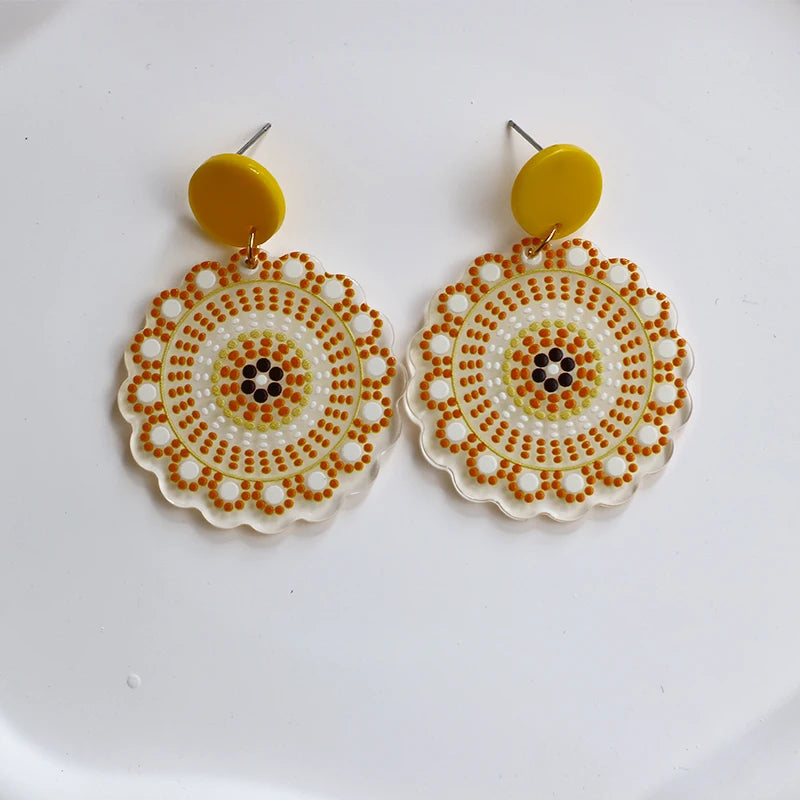 2024 New Spring Colorful Flower Earrings For Women Aesthetic Cactus Plant Acrylic Drop Dangle Earrings Designer Jewelry