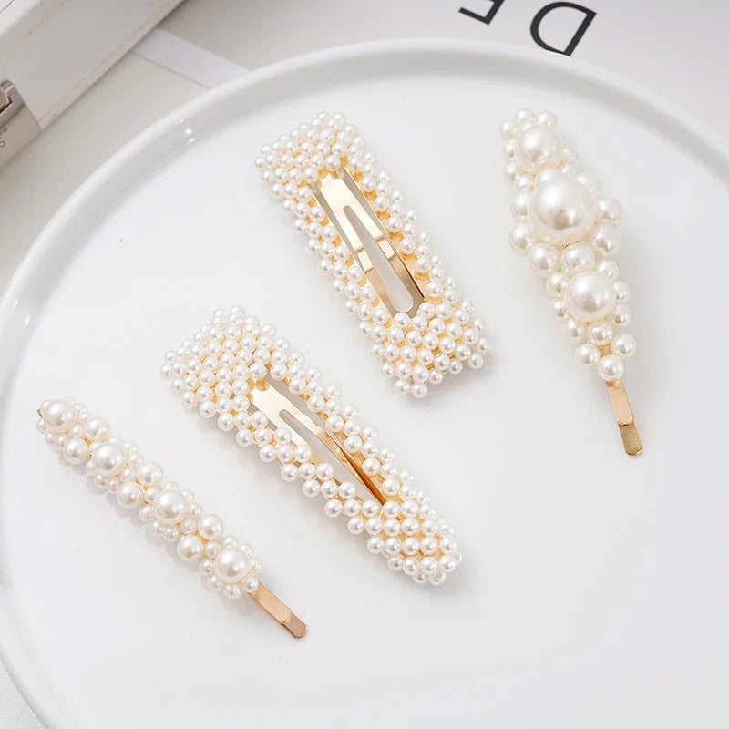 1 Set Flower Pearl Hair Clips For Women Fashion Acrylic Hairpins Hairgrips New Girl Hair Accessories Geometric Barrettes Jewelry